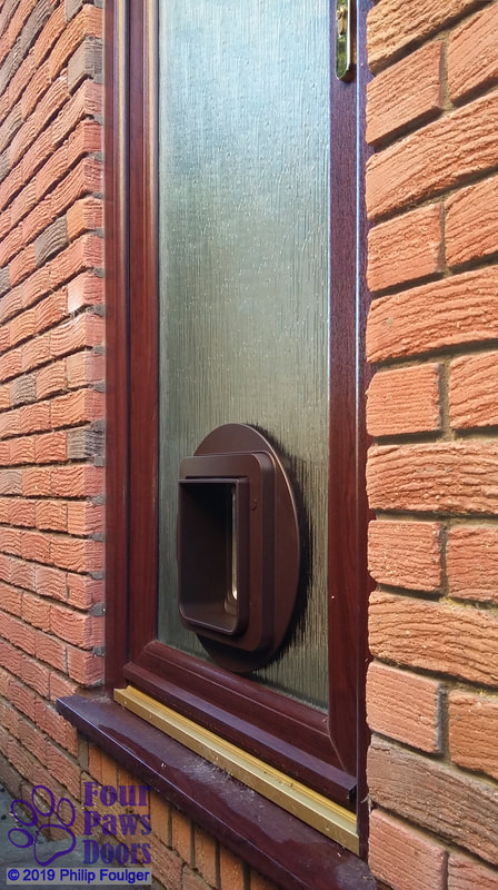 Brown SureFlap in woodgrain door